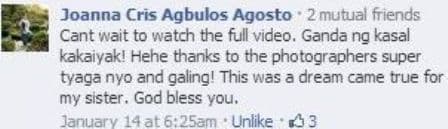 Facebook comment by a viewer who felt emotionally connected with the wedding trailer and can't wait to see the full wedding video. Facebook comment by a viewer who felt emotionally connected with the wedding trailer and can't wait to see the full wedding video.