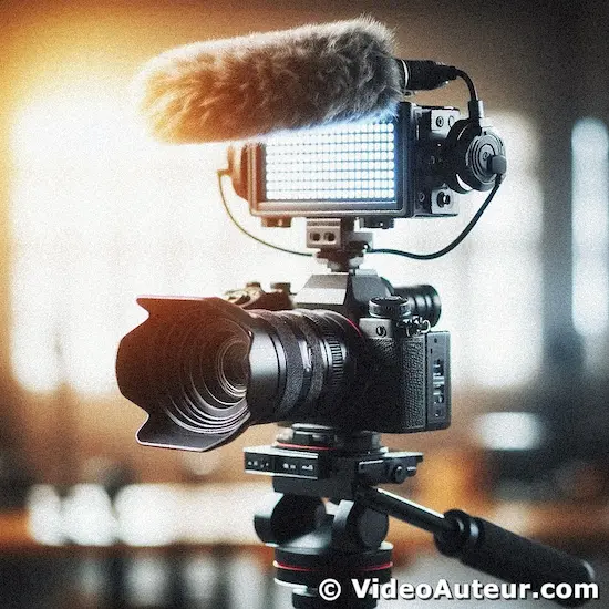 LED light mounted on a camera.