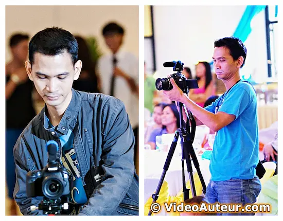 a videographer shooting videos using a DSLR camera