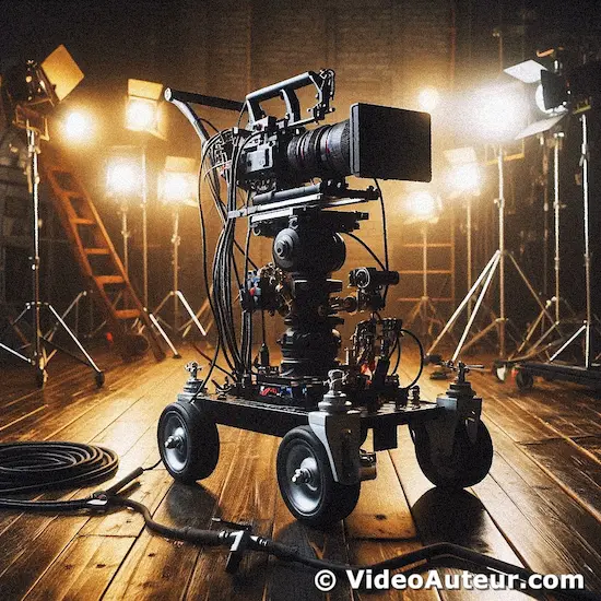 professional camera on a dolly
