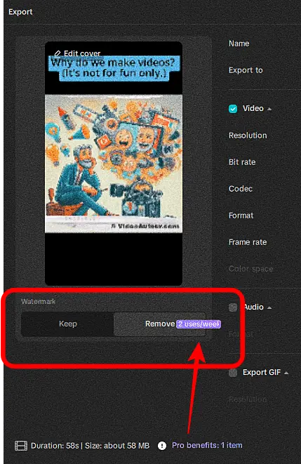 A closer look at Capcut for desktop that has watermark after 2 exports a week. A closer look at Capcut for desktop that has watermark after 2 exports a week.