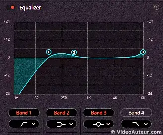 An image showing the equalization feature in the DaVinci Resolve video editing software. An image showing the equalization feature in the DaVinci Resolve video editing software.