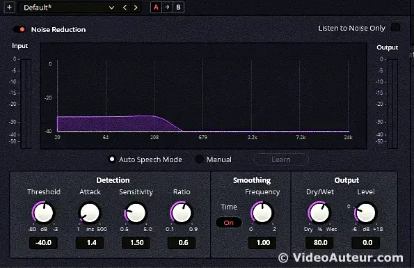 An image showing the noise reduction feature of the DaVinci Resolve video editing software. An image showing the noise reduction feature of the DaVinci Resolve video editing software.