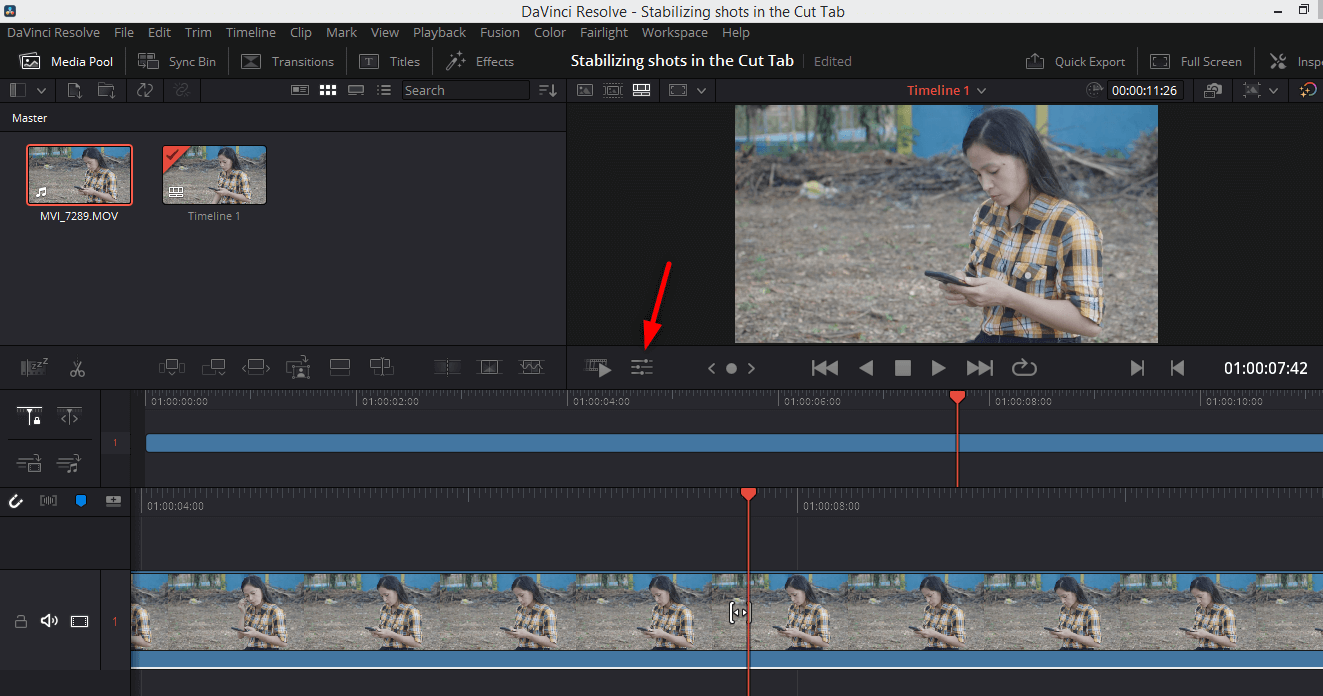 DaVinci Resolve Cut Tab 1