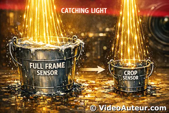 an image depicting the difference between a full frame sensor and an aps-c sensor