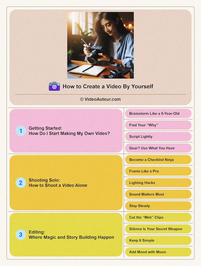 Making videos by yourself step-by-step guide. Making videos by yourself step-by-step guide.