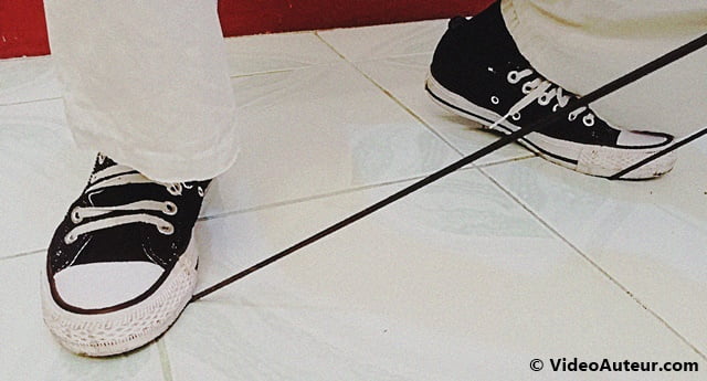 On using a garter string and the tripod plate to stabilize camera movement - If you want some crane-like motion, step on both ends of the garter string, then execute your camera movement.