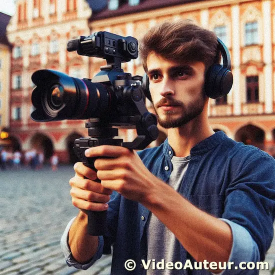 a promising professional videographer who uses a gimbal