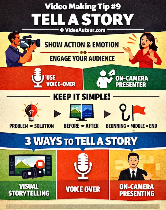 Facts get forgotten, but stories stick. Learn the #1 rule for better videos: "Show, don't tell."