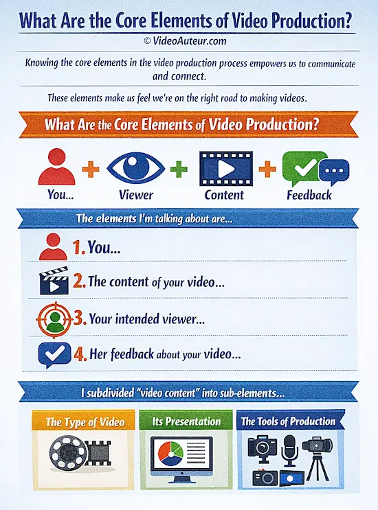 an infographic showing the core elements of video production by Video Auteur