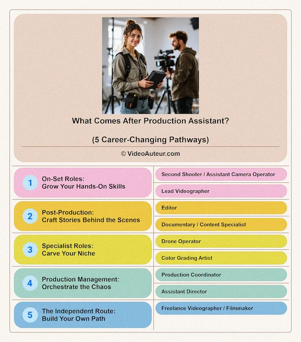 What is the next step up from production assistant?