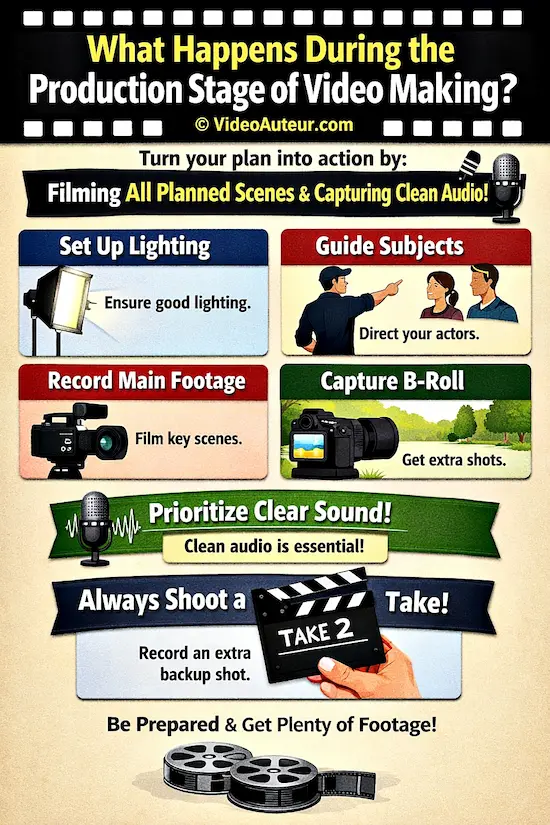 an infographic showing what happens during the production stage of making a video an infographic showing what happens during the production stage of making a video