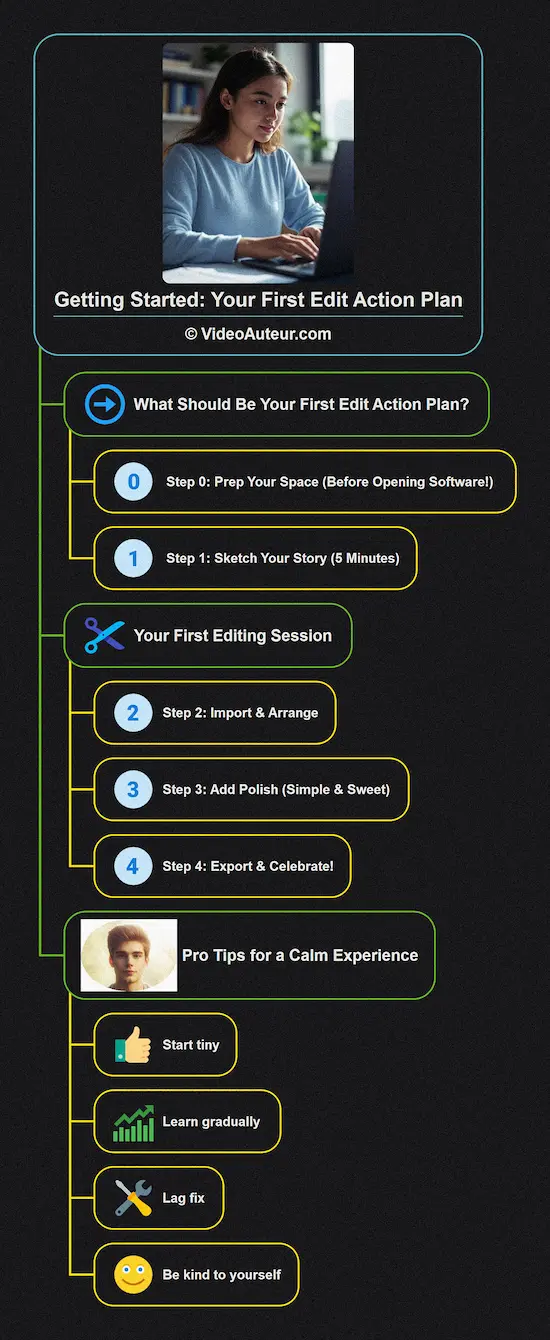 What are the first steps before starting video editing?