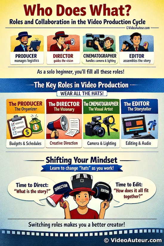an infographic showing the different roles in the collaboration that happens in the video production process an infographic showing the different roles in the collaboration that happens in the video production process