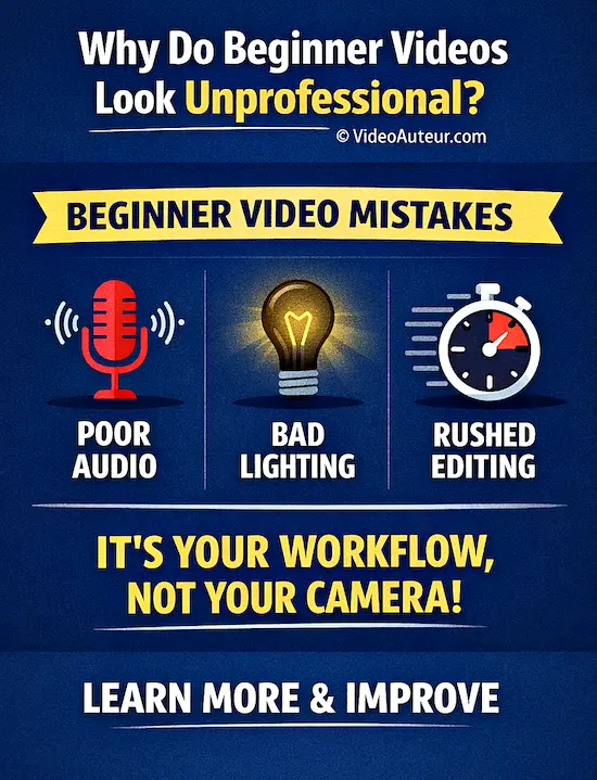 An infographic showing why beginner videos look unprofessional.