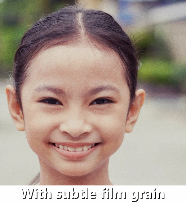 A sample digital picture with added film grain. A sample digital picture with added film grain.